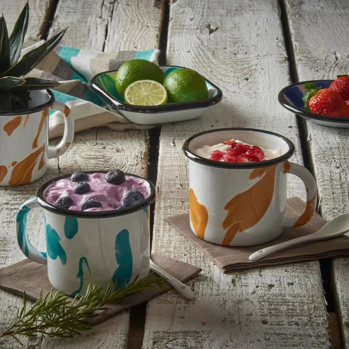 Kapka - A Little Color Mug - Enamel Vintage Look Washable Mug / Kapka